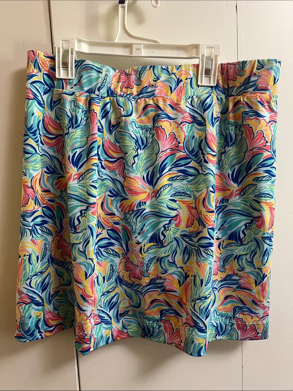 Stella Parker Tropical Print Mini Skirt in Aqua Multicolor Size Medium